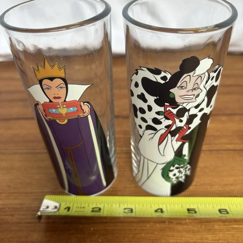 Disney Villains Silver Buffalo Evil Queen & Cruella 10 Oz Glasses Set of 2